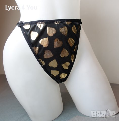C&A Lingerie XS/S черни лъскави прашки със златни сърца, снимка 7 - Бельо - 40080299