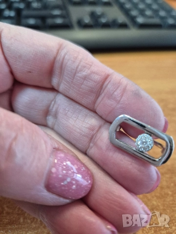 среб пръстен с подвижен циркон, снимка 5 - Пръстени - 52635340