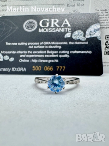 Сребърен пръстен с мойсанит (Диамант) 1 карат, снимка 6 - Пръстени - 51696155