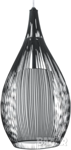 EGLO Razoni Pendant Lamp – Висяща Черна Лампа от Стомана и Сатенено Стъкло, E27, Пендел!