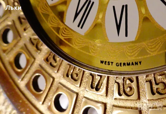 Бронзов настолен часовник с вечен календар,W.Germany. , снимка 4 - Антикварни и старинни предмети - 47747212
