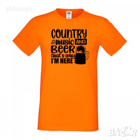 Мъжка тениска Country Music And Beer That's Why I'm Here,Бира,Бирфест,Beerfest,Подарък,Изненада,Рожд