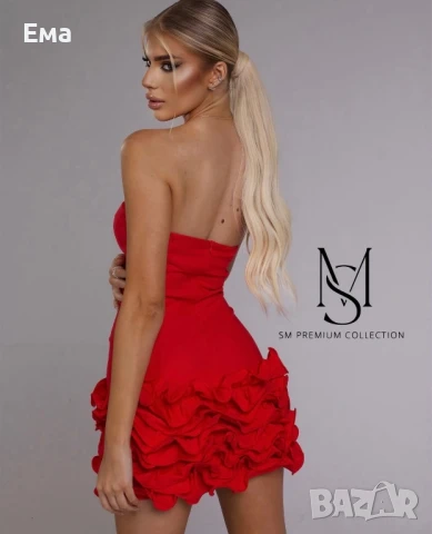 Дамска къса червена рокля подходяща за официални поводи, снимка 3 - Рокли - 51360691
