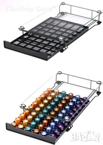 Nespresso поставка за капсули Rice Rat Coffee, органайзер за чекмедже Originaline, закалено стъкло, снимка 4 - Кафемашини - 48506617