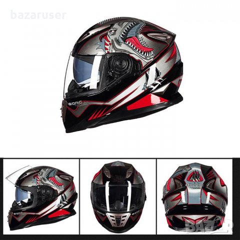 Каска за Мотор 999-2 Сиво /Червено 181596-999-2 BLD, снимка 2 - Аксесоари и консумативи - 32411598