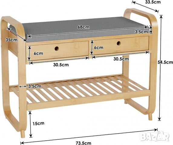 Шкаф за обувки / Пейка ZJSJ-SS01BB, снимка 2 - Шкафове - 39824994