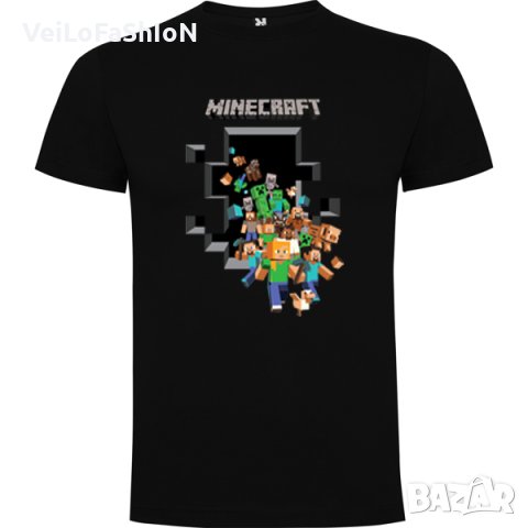 Нова детска тениска Minecraft в черен цвят 