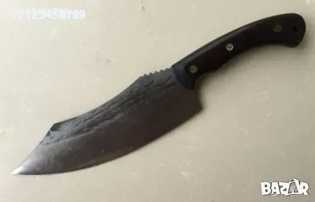 Ловен,ръчно кован нож 5Cr15Mov, кожен калъф, 140х275 мм