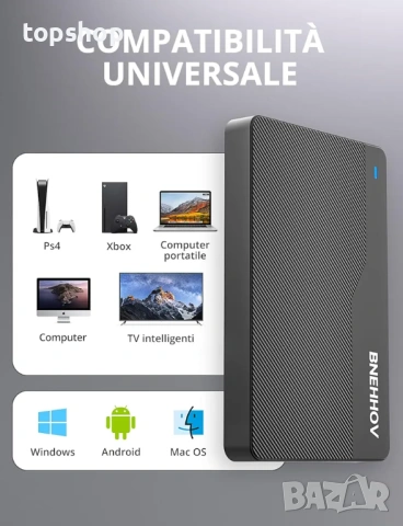 Нов Външен твърд диск BNEHHOV 500GB USB 3.0 – Ултра тънък за PC, PS4, TV ​, снимка 5 - Твърди дискове - 53386204
