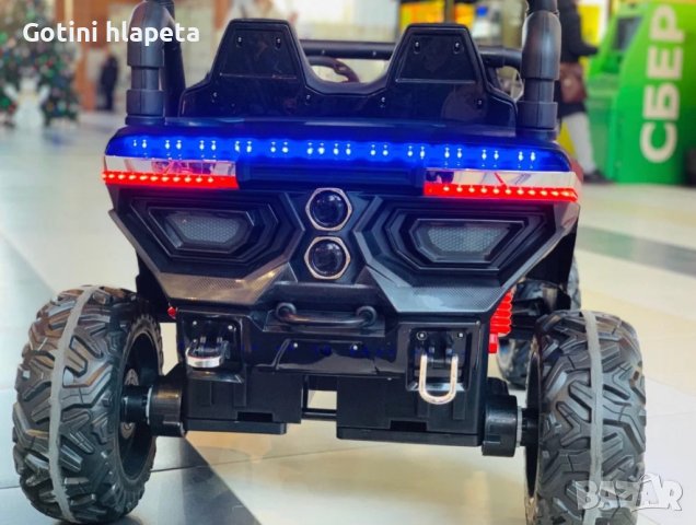 Акумулаторен Двуместен джип UTV 4X4 12V батерия,MP3 плейър, с меки гуми с двойна Кожена седалка, снимка 7 - Детски велосипеди, триколки и коли - 43657913