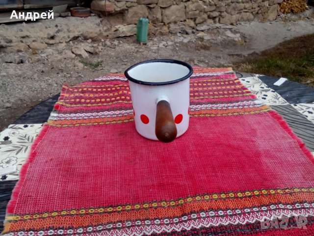 Старо емайлирано джезве, снимка 2 - Антикварни и старинни предмети - 27300771