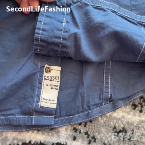 Дамска риза G-Star Raw 3301 Just The Product, синя, с копчета тип „тик-так“, размер S, снимка 3 - Ризи - 52796496
