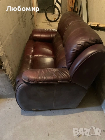 Двойка канапе от естествена кожа, снимка 2 - Дивани и мека мебел - 53506247