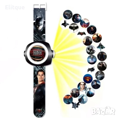 Детски часовник с вграден проектор. Проектират се над 20 картинки.  1 година гаранция.