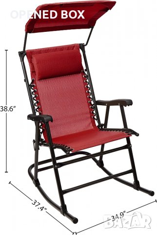 Сгъваем люлеещ се стол със сенник Amazon Basics - червен, снимка 8 - Столове - 39024119
