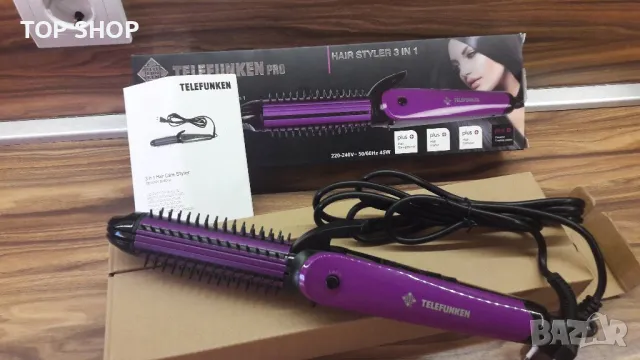 Преса, четка и преса за къдрици. Уред за стилизилране на коса от Telefunken 3 in 1, снимка 3 - Преси за коса - 48470008