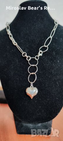 Сребърно колие - сърце , снимка 4 - Колиета, медальони, синджири - 38941279