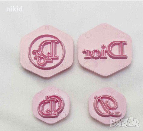 d&g dg dior 4 бр. печати печат форма форми лого емблема диор за украса фондан торта резци 3д с релеф, снимка 3 - Форми - 16994681