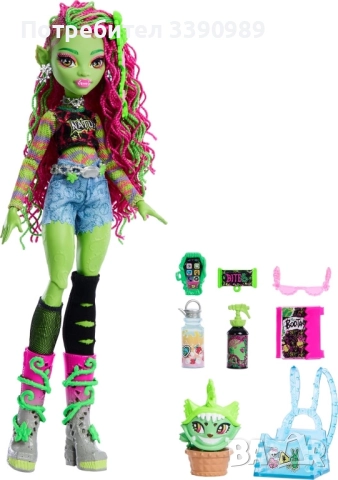 Чисто нова кукла Monster High Venus McFlytrap (Plant-monster серия), снимка 8 - Кукли - 52379984