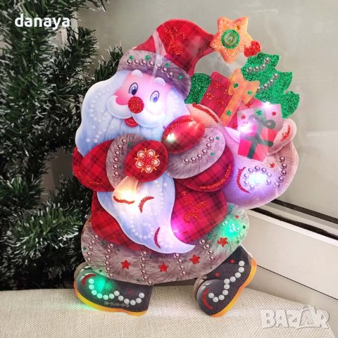 4225 Светеща коледна украса за прозорец стена Дядо Коледа, снимка 12 - Декорация за дома - 42682012