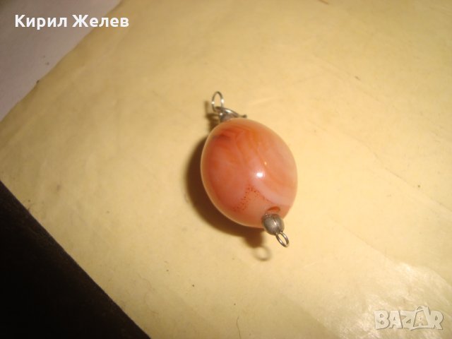 ПОСРЕБРЕНА СТАРА АРТ ВИСУЛКА РОЗОВ АХАТ 19159, снимка 4 - Антикварни и старинни предмети - 35596699