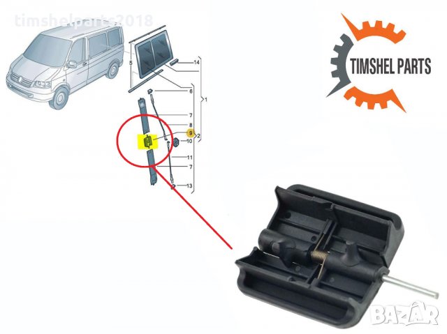Дръжка за плъзгащ прозорец на VW Transporter T5 T6 Caddy, снимка 2 - Части - 38022220