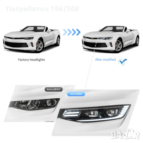 Комплект LED фарове с динамични мигачи за Chevrolet Camaro 2016 - 2018, снимка 7 - Части - 47598142