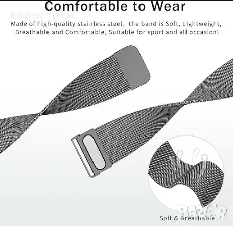 Метална каишка за Fitbit Versa 2, миланска мрежа от неръждаема стомана, снимка 4 - Смарт гривни - 48466694