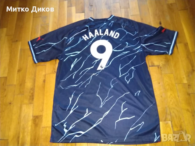 Манчестър Сити футболна тениска маркова на Пума №9 Ерлинг Холанд размер ХЛ юноши към С като нова, снимка 10 - Футбол - 51083642