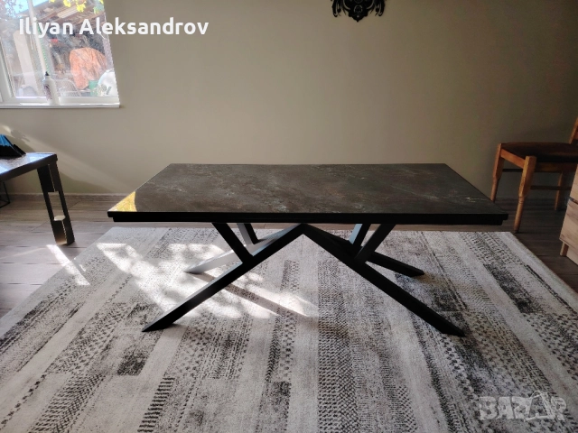 Метална холна маса с керамичен плот, снимка 4 - Маси - 52185379