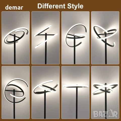 Подова лампа, 168 см модерна двойна LED подова лампа 36 W с дистанционно и крачно управление, снимка 7 - Лед осветление - 53402656