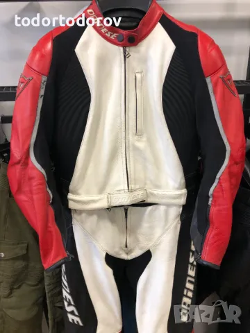 Кожен мото екип DAINESE D-TEC,48-S,2час.протектори,оригинален,слайдери, снимка 1