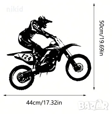 1 вид Мотор мотоциклет моторист скутер черен стикер за стена самозалепващ лепенка, снимка 3 - Други - 47842111