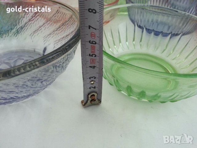 стари стъклени купички цветно стъкло, снимка 5 - Антикварни и старинни предмети - 32328866