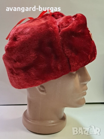 Мъжка шапка - еко кожа, червен цвят-216, снимка 4 - Шапки - 52205993