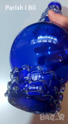 Синя стъклена ваза, снимка 5 - Вази - 38875151