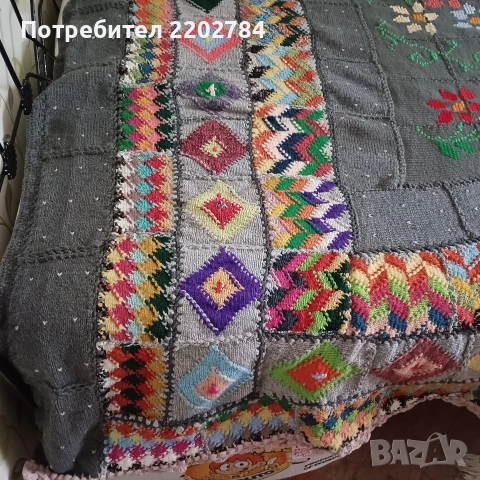 Ръчно плетена кувертюра,покривало,покривка за легло, снимка 4 - Покривки за легло - 52874369