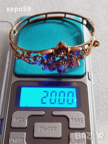 Автентична Руска златна дамска гривна с инкрустирани множество диаманти,злато 14 карата(56),19 век, снимка 14 - Гривни - 52682528