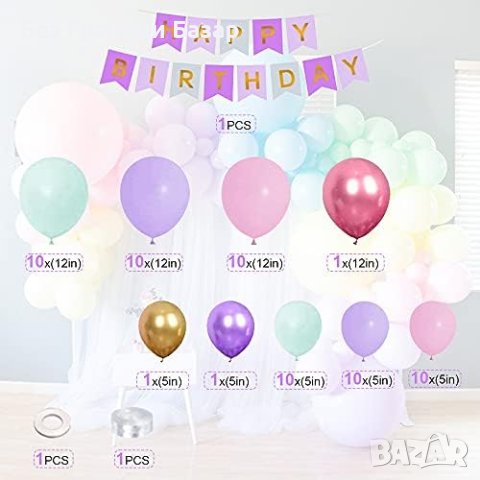 Нов Комплект 70 части за арка декорация / украса за рожден ден Балони, снимка 2 - Други - 43696635