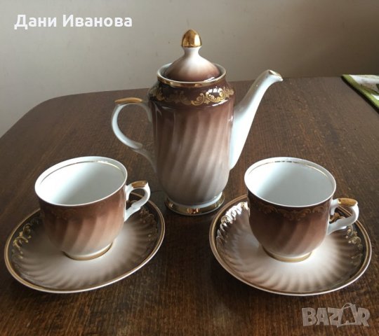 Порцеланов сервиз за кафе с 2 чаши и каничка, снимка 6 - Сервизи - 32438952