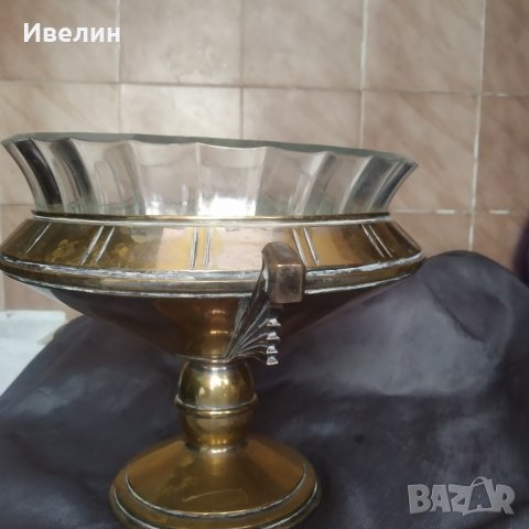 месингова купа,фруктиера арт деко, снимка 3 - Антикварни и старинни предмети - 32859044