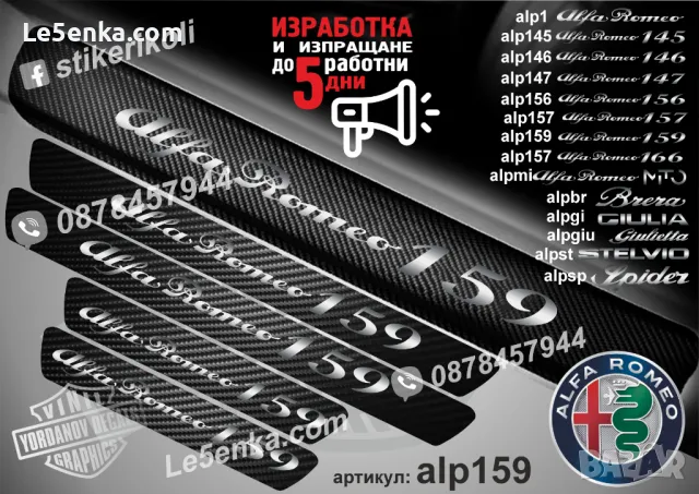 ПРАГОВЕ карбон Alfa Romeo фолио стикери alp1, снимка 7 - Аксесоари и консумативи - 39049229