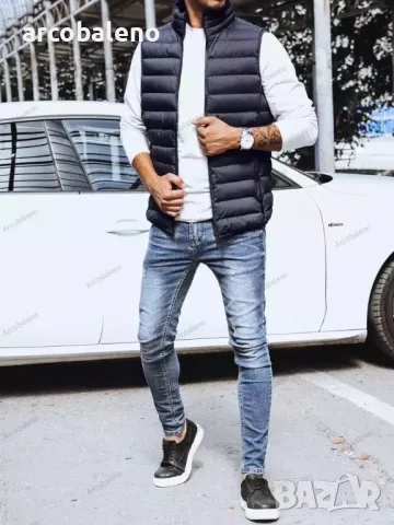 Мъжка ватирана жилетка без качулка , снимка 3 - Суичъри - 47588195