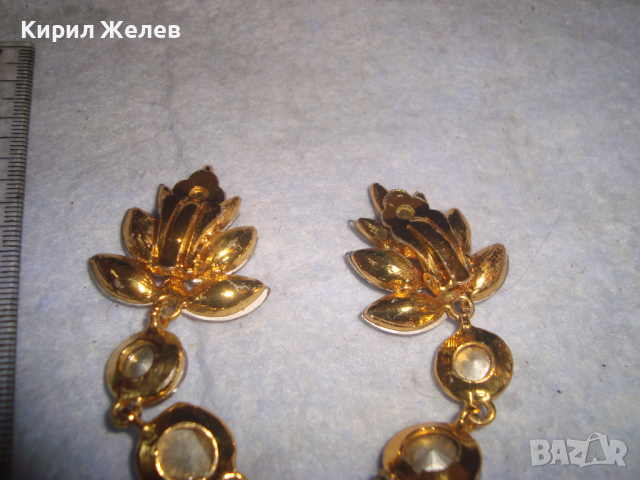 ЕФЕКТНИ СТАРИ ПОЗЛАТЕНИ КРИСТАЛНИ ФЛОРАЛНИ АРТ ОБЕЦИ 10014, снимка 8 - Антикварни и старинни предмети - 36511977