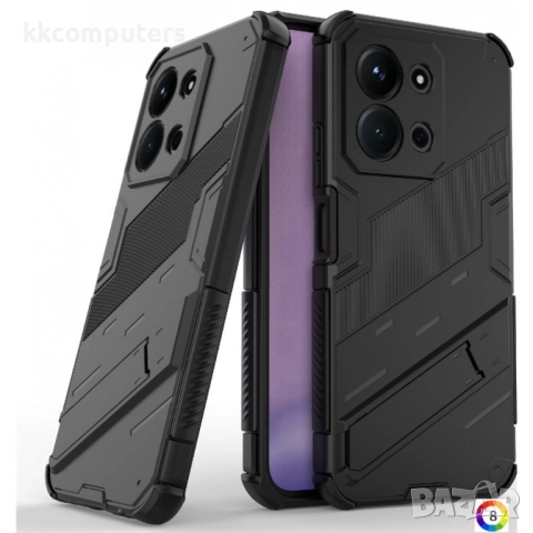 Xiaomi Redmi 15C 5G / 4G / Poco C85 4G Удароустойчив - PC+TPU Калъф с Протектор и Стойка (Черен, Бял, снимка 9 - Калъфи, кейсове - 52072361