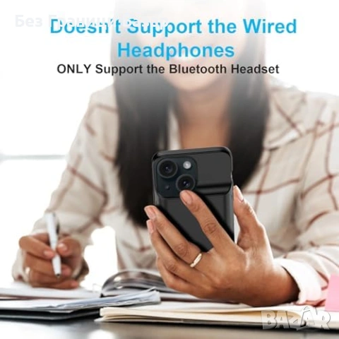 Нов Калъф батерия 7000mAh за iPhone 15 6.1" + протектор, черен кейс Айфон, снимка 4 - Калъфи, кейсове - 53533096