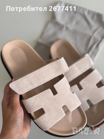 Дамски розови сандали Hermes , снимка 4 - Чехли - 53184850