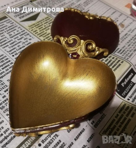 Ръчно декорирано сърце (кутийка), снимка 2 - Декорация за дома - 35653127