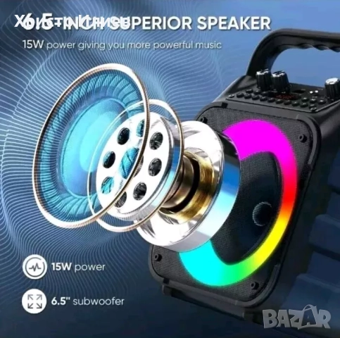 Караоке машина колона с два безжични микрофона, снимка 2 - Караоке - 52984948