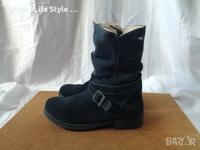 Lurchi № 38 дамски боти естествен велур в син цвят